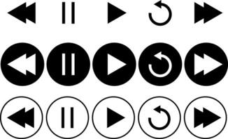 play, pause, repeat, next and previous, music player icon set. collection of multimedia symbols. music player symbol. ideal for media control interfaces. vector