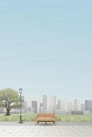 Cityscape view from public park have skyscraper and blue sky vertical background graphic illustration. vector