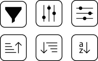 filtering icon set.. unnel sign. Ascending and descending sort icon sign vector