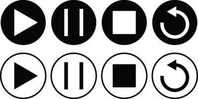 Set of Play, replay, stop, pause, previous, next icon. media player buttons sign. Replay icon symbol. Previous sign vector