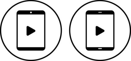 Set of play button with tablet icon. Tablet edit icon sign. perfect for multimedia applications vector