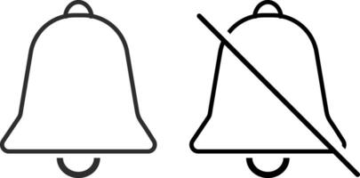Notification on off icon set. mute unmute icons. turn off notification icon. Bell notification sign. vector