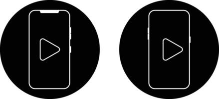 Play button on smart phone screen. play button symbol. Smartphone play. mobile streaming vector