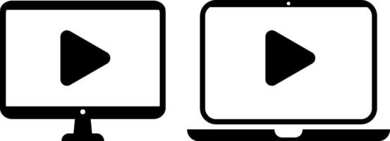 Responsive web design with play icon symbol. Digital device sign. vector