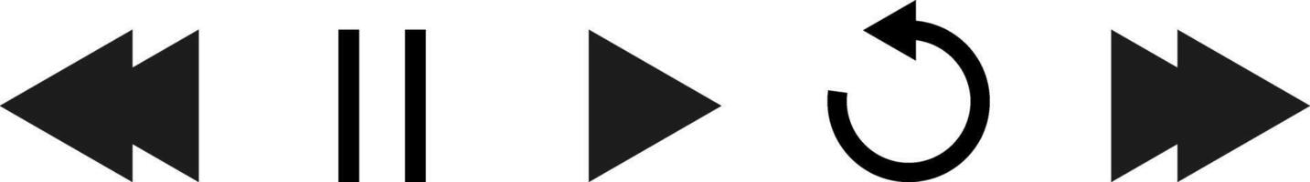 Play, replay, stop, pause, previous, next icon set. Replay icon symbol. Pause sign. Player button. media player button vector