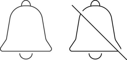 Notification on off icon set. mute unmute icons. turn off notification icon. Bell notification sign. vector