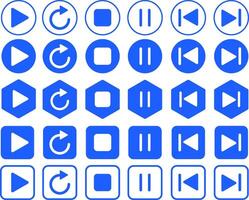 Set of play, pause, repeat, next and previous, music player icon. ideal for media control interfaces. media player button. music player symbol vector