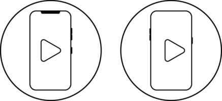mobile phone screen with play button icon set. play button. application icons. play button electronic technology device vector