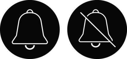 Notification mute unmute icon set. Turn on notification and turn off notification icon. Reminder signal vector