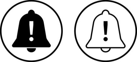 Set of notification bell warning icon. Symbol of warning notice. Exclamation mark with bell icon sign. Notification alert. vector