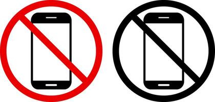 Set of No phone icon. No phone calls. Do not use smartphone. warning concept vector