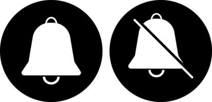 Notification mute unmute icon set. Turn on notification and turn off notification icon. Reminder signal vector