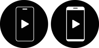 play button with with mobile phone icon set. Play Button icon. Streaming on phone vector