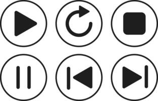 Player button icon set. Elements for play streaming. Button icons. symbols for playback vector