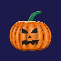 A cartoon pumpkin with a scary face on it vector
