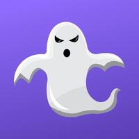 A ghost with an angry expression is shown on a purple background vector