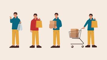 A man shopping collection of four men in different poses vector