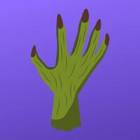 A hand with claws is shown in a purple background vector