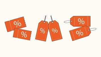 A collection of orange tags with the number 0 on them vector