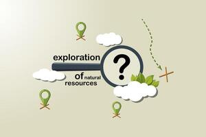 A magnifying glass is used to explore the natural resources vector