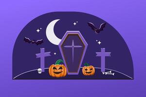 A Halloween themed image with a cross and a coffin vector