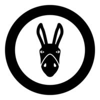 Donkey head silhouette icon in circle round black color illustration image solid outline style vector