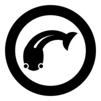 Fish goby icon in circle round black color illustration image solid outline style vector