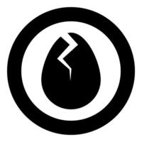 Egg with cracked eggshell damaged icon in circle round black color illustration image solid outline style vector