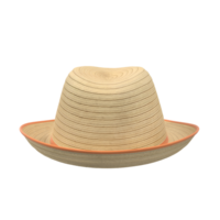 A light-colored straw hat with a wide brim and a contrasting edge, ideal for sun protection and outdoor activities. png