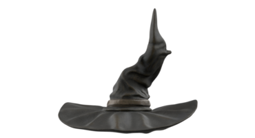 A pointed black hat with a wide brim, often associated with magic and wizardry. png