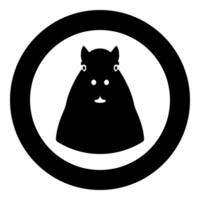 Capybara head icon in circle round black color illustration image solid outline style vector