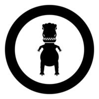Evil dinosaur icon in circle round black color illustration image solid outline style vector