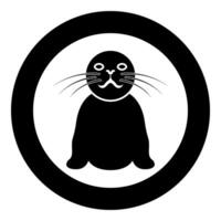Seal icon in circle round black color illustration image solid outline style vector