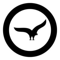 Eagle bald american bird silhouette icon in circle round black color illustration image solid outline style vector