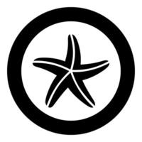 Starfish sea star icon in circle round black color illustration image solid outline style vector