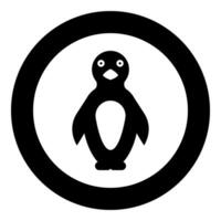 Penguin icon in circle round black color illustration image solid outline style vector