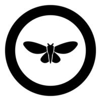 Moth butterfly clothing icon in circle round black color illustration image solid outline style vector