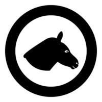 Donkey head silhouette icon in circle round black color illustration image solid outline style vector