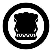 Head dinosaur dragon icon in circle round black color illustration image solid outline style vector