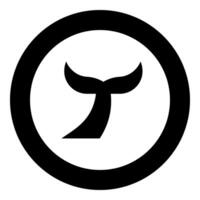 Tail of the fish icon in circle round black color illustration image solid outline style vector