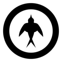 Swallow bird silhouette icon in circle round black color illustration image solid outline style vector