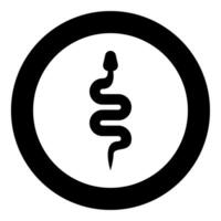 Snake silhouette icon in circle round black color illustration image solid outline style vector