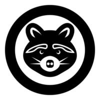 Raccoon head icon in circle round black color illustration image solid outline style vector