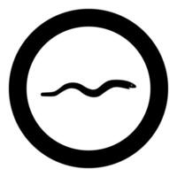 Eel fish snake shape seafood concept icon in circle round black color illustration image solid outline style vector