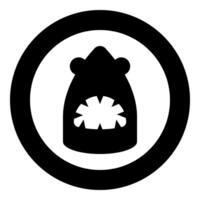 Shark head icon in circle round black color illustration image solid outline style vector