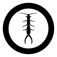Earwig icon in circle round black color illustration image solid outline style vector