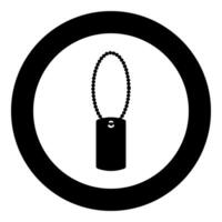 Dog tag military soldier animal tokens for collar with chain icon in circle round black color illustration image solid outline style vector