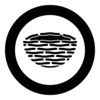 Bird's nest bird icon in circle round black color illustration image solid outline style vector