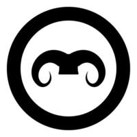 Ram horns farm animal concept icon in circle round black color illustration image solid outline style vector
