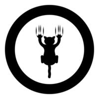 Cat scratching with claw marks harm icon in circle round black color illustration image solid outline style vector